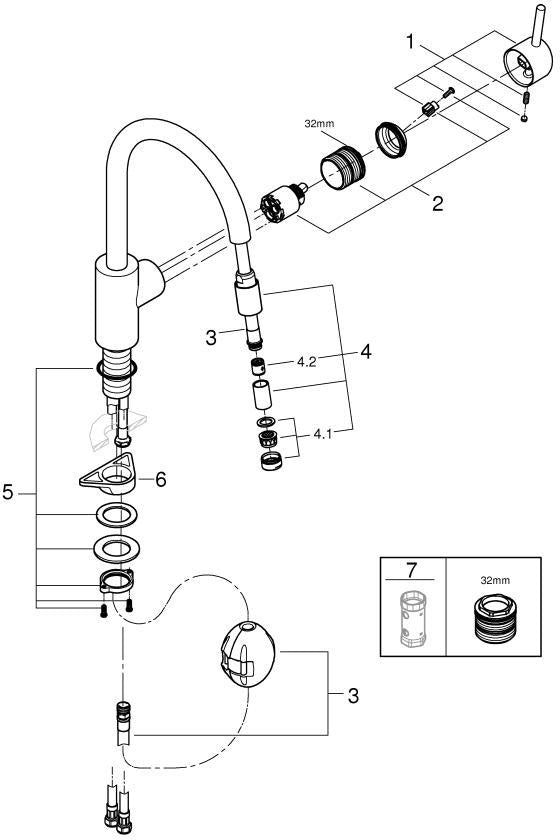 GROHE Concetto Einhand-Spültischbatterie mit hohem Auslauf und ausziehbarem L-Brause-Auslauf in Chrom
