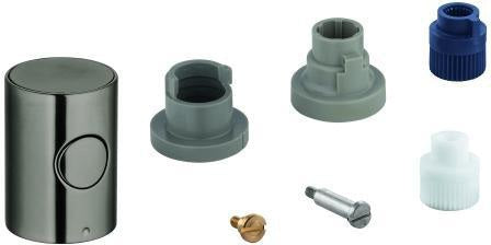 GROHE Metallgriff 47984 Mengengriff EcoButton Hard Graphite gebürstet – mit FlowControl Spartaste