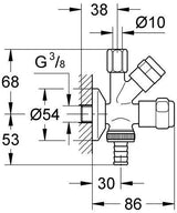 GROHE WAS-Kombieckventil 41070 Design-Gr. DN10 mit Rückflussverhinderer chrom