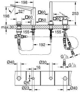 GROHE Allure Brilliant Private Collection 4-Loch-Wannenkombination mit Rändelstruktur-Griff – Chrom
