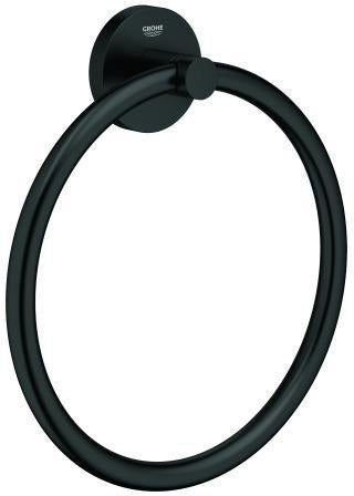 GROHE Essentials Handtuchring Metall matt black 180 mm – Wandmontage, schwenkbar, verdeckte Befestigung