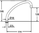 GROHE Rohrauslauf 13077 mit 235 mm Ausladung, U-Form, chrom – für Küchen-Standbatterien