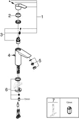 GROHE Eurosmart Einhand-Waschtischbatterie mittelhoch mit Kette Chrom