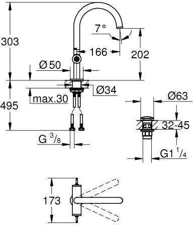 GROHE Atrio Private Collection Waschtisch-Einlochbatterie L-Size chrom – für Hebelgriffe