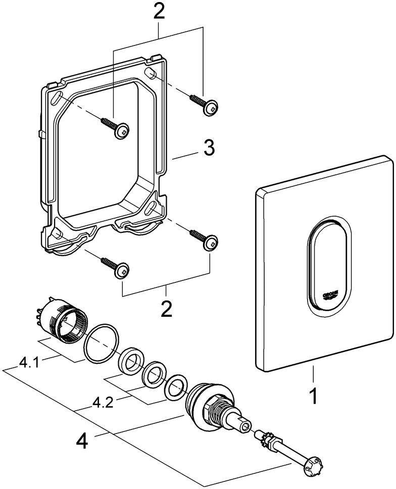 GROHE Arena Cosmopolitan Urinal-Betätigungsplatte 116x144 mm – Manuelle Auslösung, Chrom, LongLife Oberfläche