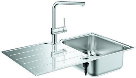 GROHE Spülen-Bundle K500 Edelstahlspüle mit Minta SPT-Batterie chrom – Küchen-Set
