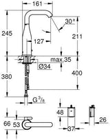 GROHE Essence E Infrarot-Elektronik Waschtisch-Armatur mit Mischung & Temperaturbegrenzer, 6V Batterie, Chrom