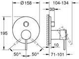 GROHE Atrio Einhandbatterie 3-Wege Umstellung Fertigmontageset Chrom