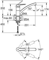 GROHE BauEco Spültischbatterie Einhandmischer flacher Auslauf chrom – schwenkbar 140°