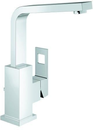 GROHE Eurocube Einhand-Waschtischbatterie L-Size mit EcoJoy und Zugstangen-Ablaufgarnitur, Chrom