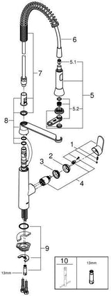 GROHE K7 Medium Spültischbatterie 31379 mit Profibrause, Chrom – Einhand-Spültischmischer