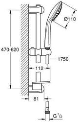 GROHE Euphoria 110 Massage Brausegarnitur 600 mm mit 3 Strahlarten und Seifenschale in Chrom