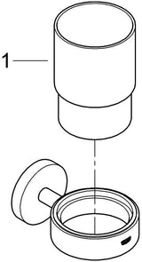 GROHE Essentials Zahnputzbecher mit Halter, Glas/Metall, Chrom, Wandmontage, verdeckte Befestigung