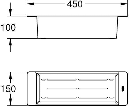 GROHE Edelstahl-Küchenspülen-Sieb 40852 – hard graphite gebürstet, 450x150x100 mm, spülmaschinenfest