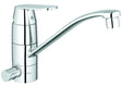 GROHE Eurosmart Cosmopolitan Einhand-Spültischbatterie mit flachem Auslauf und Absperrventil, Chrom