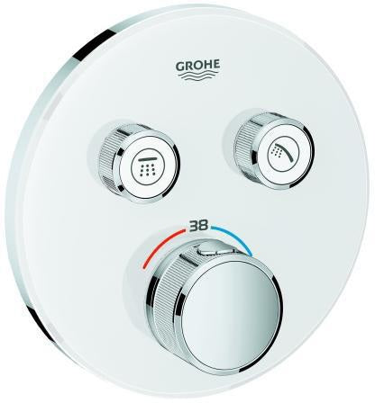 GROHE Grohtherm SmartControl Unterputz-Thermostat Fertigmontageset rund moon white mit 2 Absperrventilen