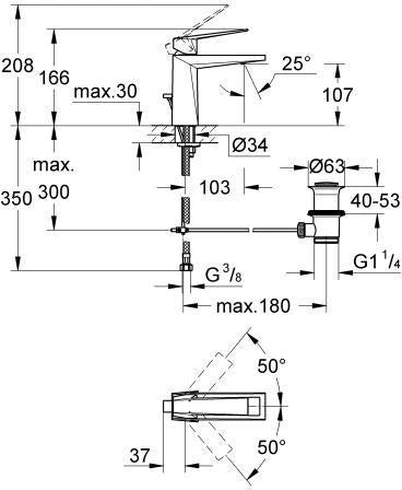 GROHE Allure Brilliant Einhand-Waschtischbatterie M-Size mit Zugstangen-Ablaufgarnitur Chrom