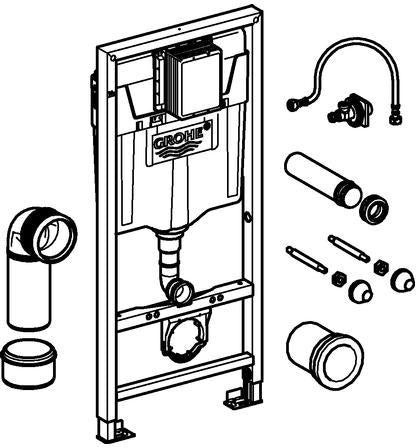 GROHE WC-Element Rapid SL 38528_1 – 1,13 m Vorwandelement mit GD 2 Spülkasten und kleiner Revisionsöffnung