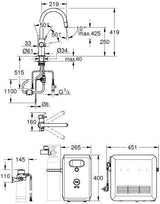 GROHE Blue Professional C-Auslauf Set – Spültisch-Einhandmischer mit Filterfunktion und Bluetooth/WiFi