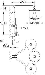 GROHE Rainshower System 210 Duschsystem mit Umstellung Kopf- und Handbrause chrom