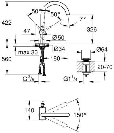 GROHE Atrio Einhand-Waschtischbatterie XL-Size Chrom – schwenkbarer Auslauf & SilkMove