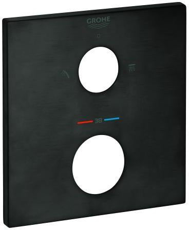 GROHE Rosette 49102 eckig für Thermostat-Fertigmontagesets – Chrom, QuickFix, StarLight