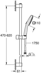 GROHE Tempesta Cube 110 Brausestangenset 600 mm 2 Strahlarten 7,4 l/min Chrom