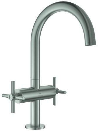 GROHE Atrio Waschtisch-Einlochbatterie L-Size mit Kreuzgriffen – chrom, EcoJoy, schwenkbarer Auslauf