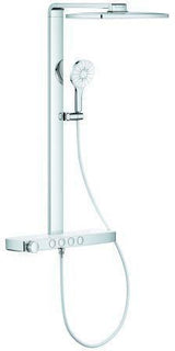 GROHE Rainshower Aqua Pure Duschsystem mit Thermostatbatterie, eckig, 15 l/min, chrom