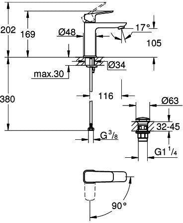 GROHE Cubeo Einhand-Waschtischbatterie M-Size Chrom – SilkMove & EcoJoy