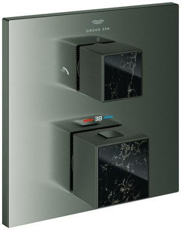 GROHE Allure Brilliant Thermostat-Brausebatterie Fertigmontageset Chrom Vanilla Noir Griffe