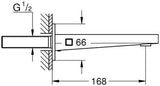 GROHE Wanneneinlauf Plus 13404_3 Wandmontage 168 mm Chrom – Laminarstrahlregler