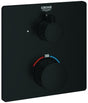 GROHE Grohtherm Thermostat-Brausebatterie 1 Absperrventil matt black eckig – Fertigmontageset
