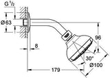 GROHE Kopfbrauseset Tempesta 100 mit 4 Strahlarten und Brausearm, Chrom