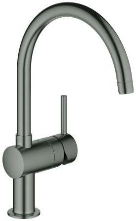 GROHE Minta Einhand-Spültischbatterie hard graphite gebürstet – C-Auslauf, schwenkbar, SilkMove