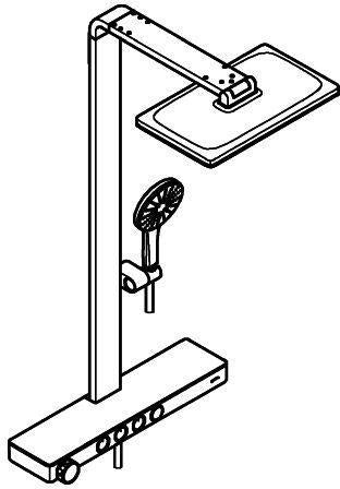 GROHE Rainshower Aqua Pure Duschsystem mit Thermostatbatterie, eckig, chrom, 8,7 l/min