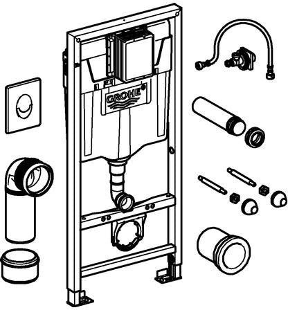 GROHE WC-Set Rapid SL 38764_1 BH 1,13m mit Abdeckplatte Skate Air alpinweiß – 2-in-1 Vorwandelement
