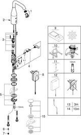 GROHE Essence E Infrarot-Elektronik Waschtisch-Armatur mit Mischung und Temperaturbegrenzer, chrom