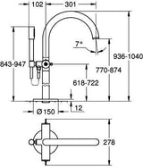GROHE Atrio Private Collection Wannenbatterie – Bodenmontage, chrom, für Hebelgriffe