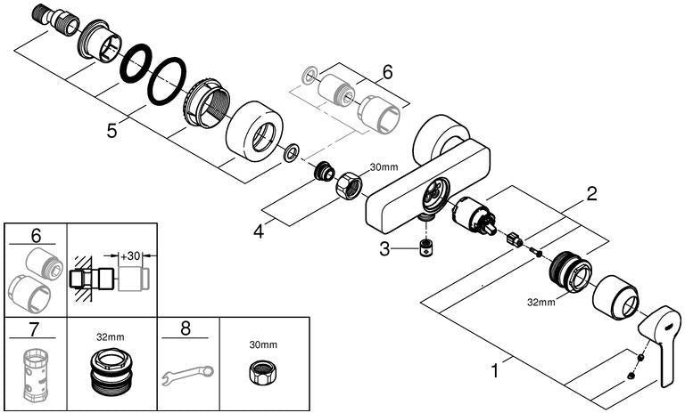 GROHE Lineare Einhand-Brausebatterie – Wandmontage, Chrom, SilkMove-Technologie
