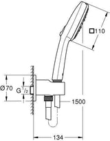 GROHE Tempesta Cube 110 Wandhalterset 3 Strahlarten 7,4 l/min Chrom
