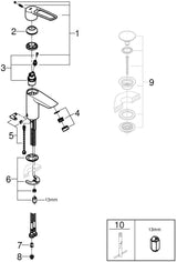 GROHE Eurosmart Einhand-Waschtischbatterie S-Size mit thermischem Verbrühschutz – Chrom