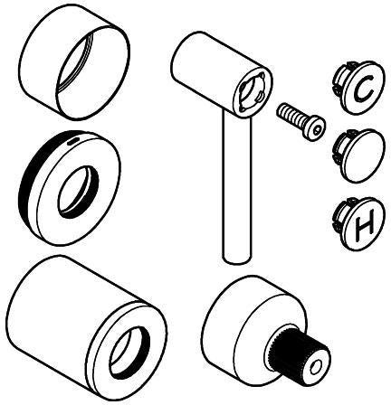 GROHE Atrio Hebelgriffe 14216, 1 Paar, Chrom – LongLife Oberfläche, H/C-Markierung