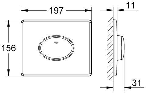 GROHE Skate Air WC-Betätigungsplatte 1-Mengen-Technik chrom 156x197 mm