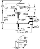 GROHE Eurostyle Cosmopolitan Einhand-Bidetbatterie mit Zugstangen-Ablaufgarnitur und SilkMove-Technologie