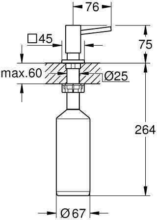 GROHE Spülmittelspender Cube 40649 für Flüssigseifen 500 ml chrom – Wandmontage