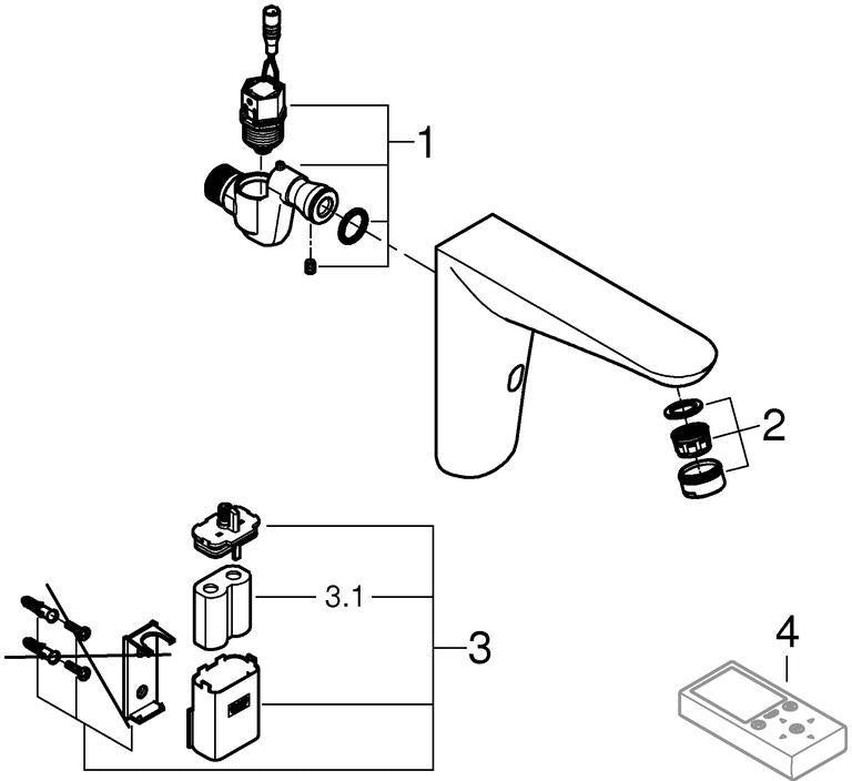 GROHE Euroeco CE Infrarot-Elektronik für Waschtisch-Wandarmatur, 6V Chrom, ohne Mischung