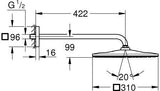 GROHE Rainshower 310 Mono Cube Kopfbrause-Set 422 mm – 1 Strahl, 7,5 l/min, Chrom