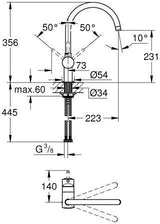 GROHE Minta Einhand-Spültischbatterie hard graphite gebürstet – C-Auslauf, schwenkbar, SilkMove