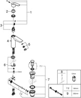 GROHE Eurosmart Einhand-Waschtischbatterie M-Size mit Zugstangen-Ablaufgarnitur und SilkMove-Technologie